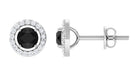 Minimal Lab Grown Black Diamond Stud Earrings With Halo Lab Created Black Diamond - ( AAAA ) - Quality - Vibrant Grown Labs