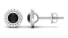 Minimal Lab Grown Black Diamond Stud Earrings With Halo Lab Created Black Diamond - ( AAAA ) - Quality - Vibrant Grown Labs