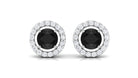 Minimal Lab Grown Black Diamond Stud Earrings With Halo Lab Created Black Diamond - ( AAAA ) - Quality - Vibrant Grown Labs