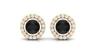 Minimal Lab Grown Black Diamond Stud Earrings With Halo Lab Created Black Diamond - ( AAAA ) - Quality - Vibrant Grown Labs