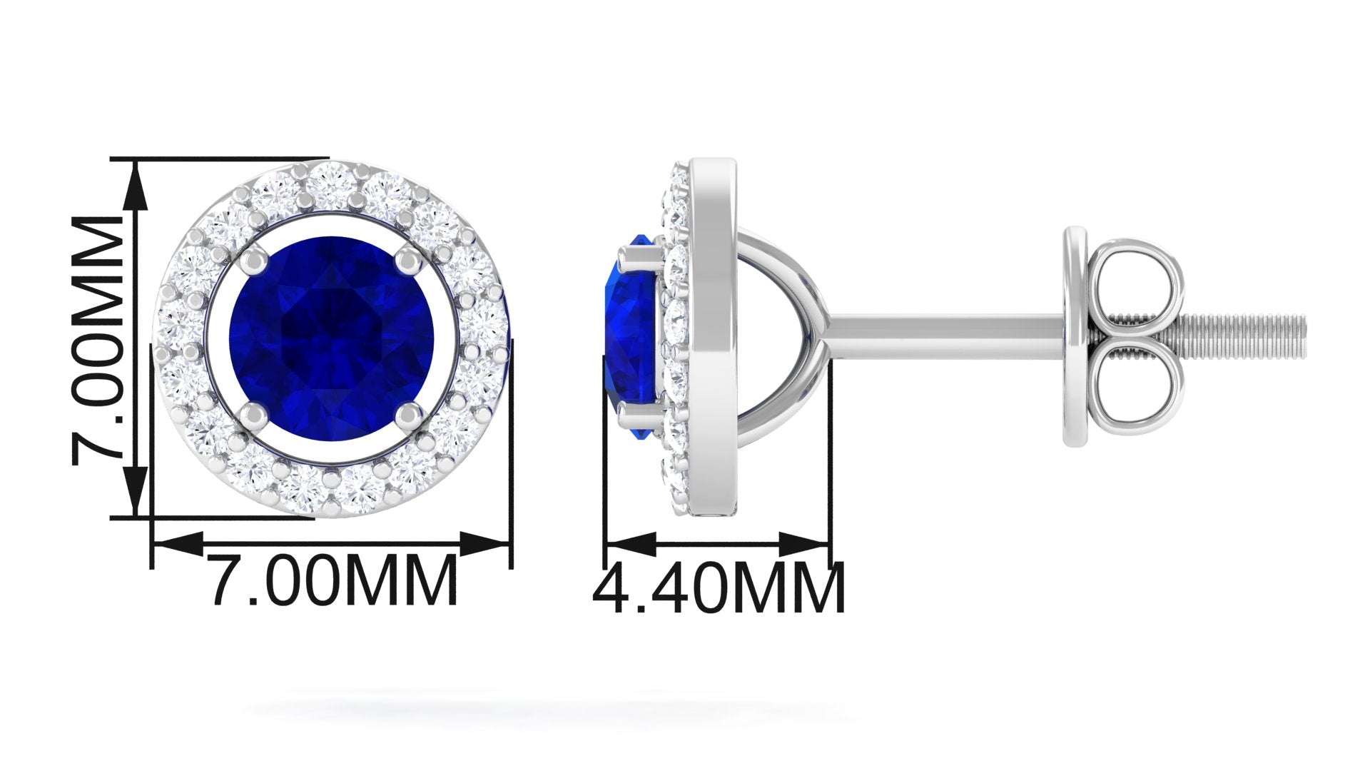 Lab Created Blue Sapphire Minimal Stud Earrings Lab Created Blue Sapphire - ( AAAA ) - Quality - Vibrant Grown Labs