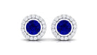 Lab Created Blue Sapphire Minimal Stud Earrings Lab Created Blue Sapphire - ( AAAA ) - Quality - Vibrant Grown Labs