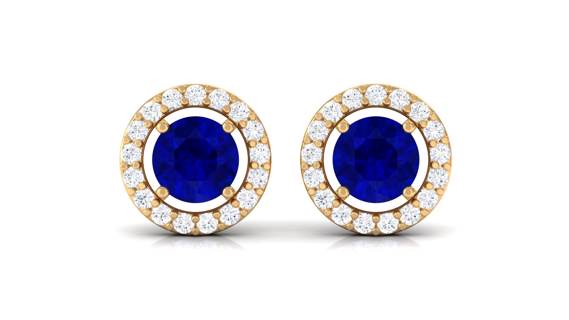 Lab Created Blue Sapphire Minimal Stud Earrings Lab Created Blue Sapphire - ( AAAA ) - Quality - Vibrant Grown Labs